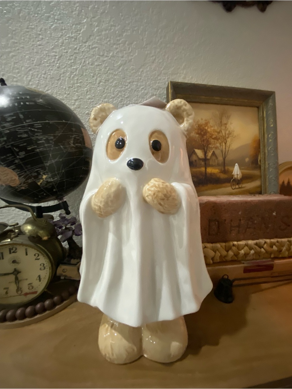 Ceramic Bear Ghost Figurine - White and Cream Home Accent